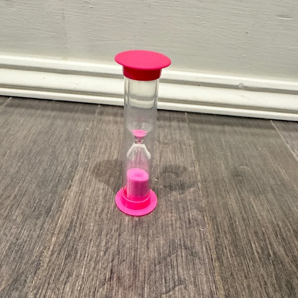 NWOT Pink & Clear Plastic Sand Timer Kids Toddlers Girls